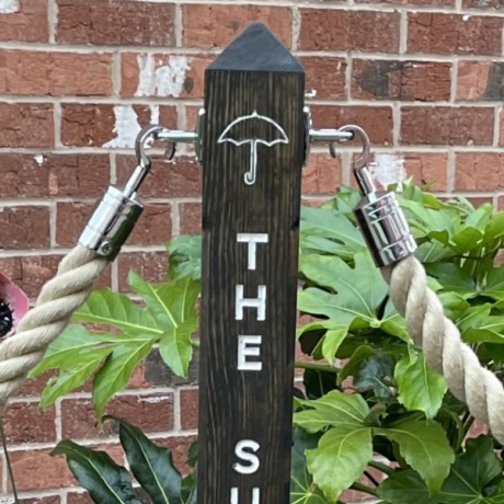 Rustic Post & Rope Barrier with Custom Engraving